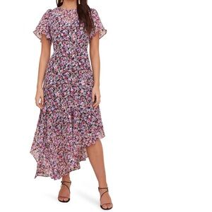 Asymmetric Astr the label hem purple floral dress size M